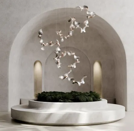 Hanging lights - Large Spiral Pendant – Aluminium Modular – Dune 16 Spiral - MOSS OBJECTS