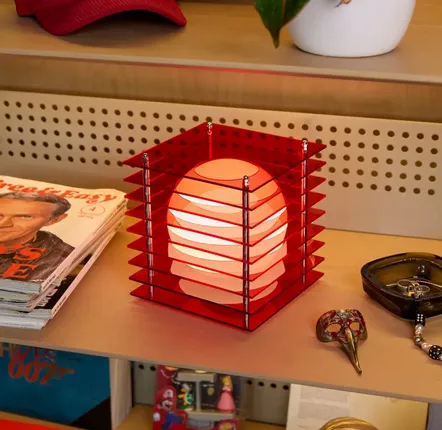 Desk lamps - LOP lamp small square in red acrylic - BANG