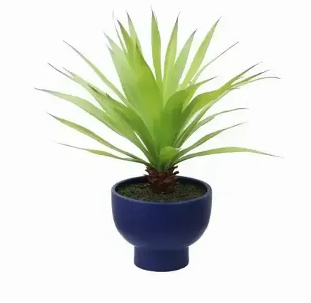 Décorations florales - Agave artificiel en pot céramique bleu - LIGNE DÉCO