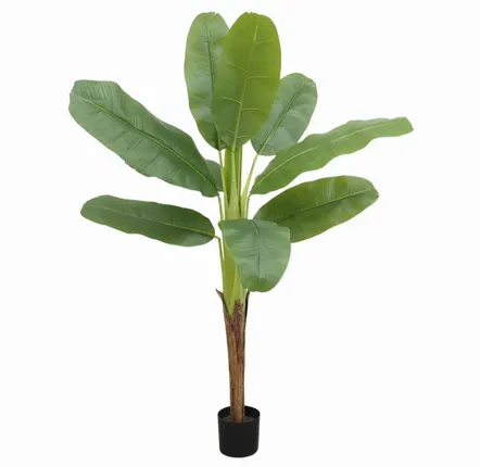 Décorations florales - Bananier artificiel 9 feuilles en pot plastique noir - LIGNE DÉCO
