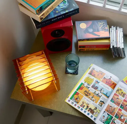 Table lamps - LOP lamp small square in orange acrylic - BANG