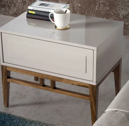 Night tables - Bedside table in grey wood and walnut - ANGEL CERDÁ