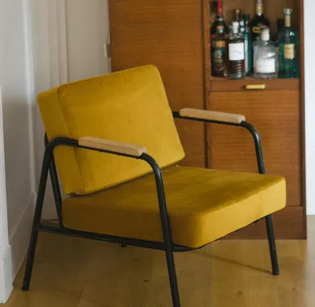 Fauteuils - Fauteuil rétro intérieur Barnabé - coussins déhoussables ignifugés - LES GAMBETTES