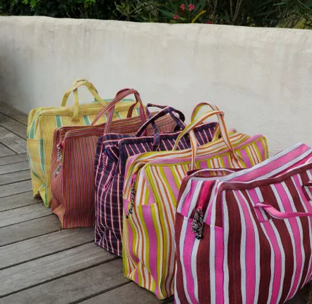 Clutches - Bohemian Travel Suitcase, Recycled Plastic, BLUE - BAOBAB