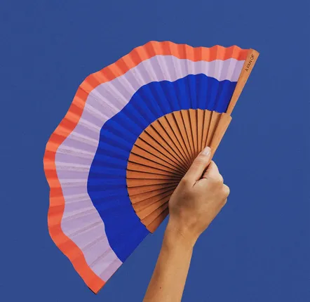 Objets design - Éventail à main FLUID SHAPES, 23 cm, orange, bleu et violet - A FAN OF