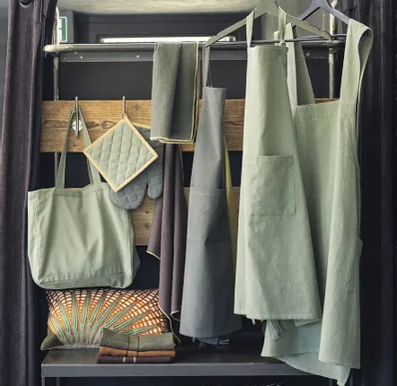 Maniques - Lot gant de cuisine/manique recyclé Grace Matcha 15 x 32 - MAISON VIVARAISE - SDE VIVARAISE WINKLER
