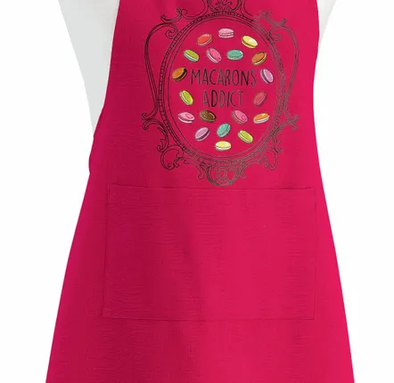 Tabliers de cuisine - Tablier de cuisine Macarons Addict recyclé Rose 72 x 90 - MAISON VIVARAISE - SDE VIVARAISE WINKLER