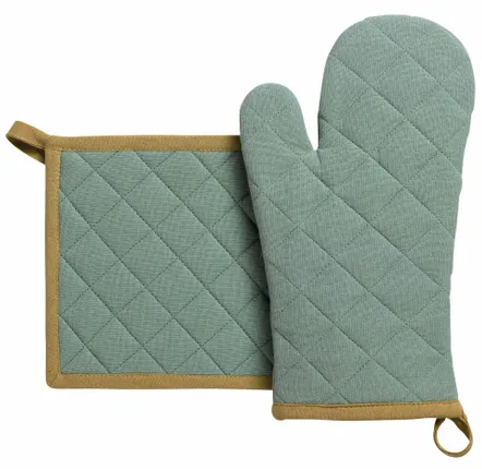 Maniques - Lot gant de cuisine et manique recyclé Grace Aqua 18 x 32 - MAISON VIVARAISE - SDE VIVARAISE WINKLER