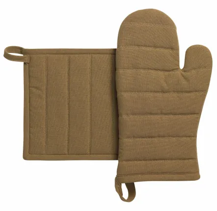 Maniques - Lot gant de cuisine et manique recyclé Jona Tabac 15 x 30 - MAISON VIVARAISE - SDE VIVARAISE WINKLER