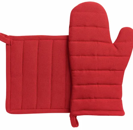Maniques - Lot gant/manique recyclé Jona Rouge 15 x 30 - MAISON VIVARAISE - SDE VIVARAISE WINKLER