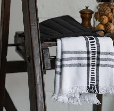 Maniques - Lot gant/manique recyclé Jona Noir 15 x 30 - MAISON VIVARAISE - SDE VIVARAISE WINKLER