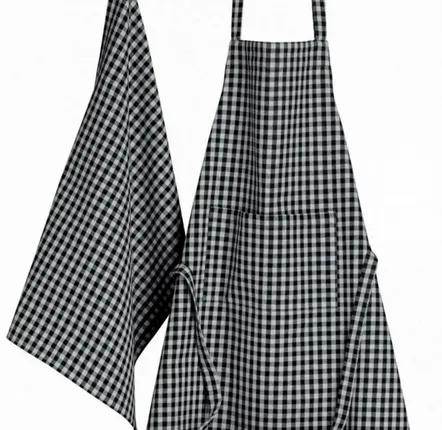Tabliers de cuisine - Tablier de cuisine recyclé Billie Noir/gris 80 x 85 - MAISON VIVARAISE - SDE VIVARAISE WINKLER