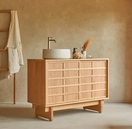 Bathroom equipment - Miu Meuble salle de bain en chêne 115 cm - TIKAMOON