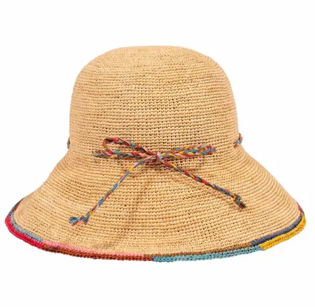Chapeaux - CHAPEAU CLOCHE RAPHIA bord multicolore - TRAVAUX EN COURS...