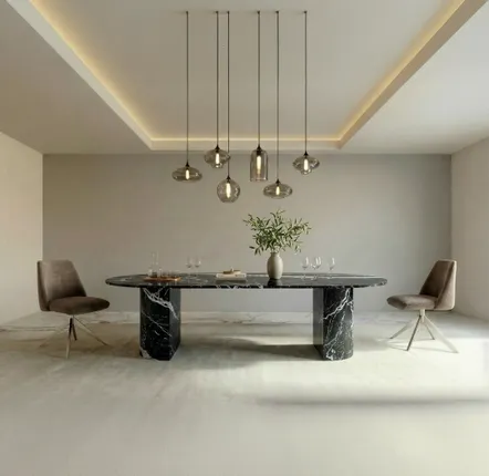 Lawn tables - Dining Tables -200X100X75 cm - Refleko - Marbre Nero Maquina - STONE VALLEY