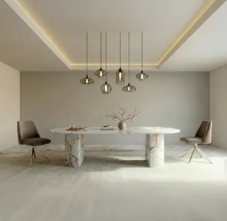 Lawn tables - Dining Tables -240X110X75 cm - Refleko - Marbre Calacatta Oro - STONE VALLEY