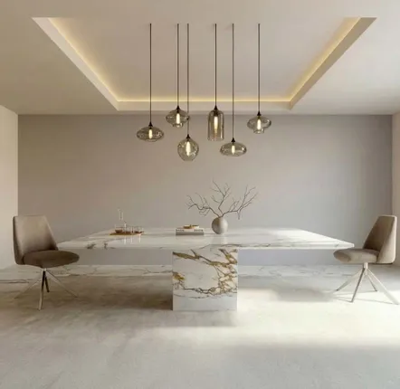 Dining Tables - Dining Tables -150X150X75 cm - Carrera - Marbre Calacatta Oro - STONE VALLEY