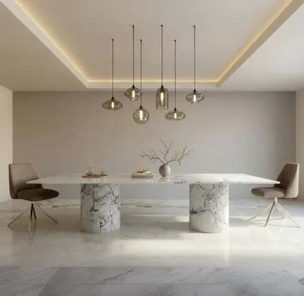 Lawn tables - Dining Tables -180X90X75 cm - Jaspura - Marbre Statuario Michelangelo Carrara - STONE VALLEY