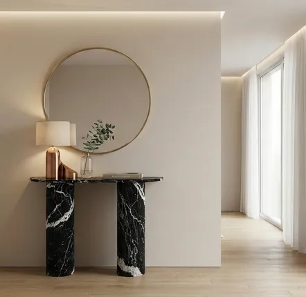 Lawn tables - Console table -100X30X85 cm - Ombrure mini - Marbre Nero Maquina - STONE VALLEY