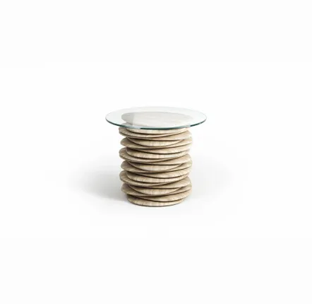 Tables de jardin - Table d'appoint - 50X50X44 cm - Stonissime - Travertin Classique - STONE VALLEY