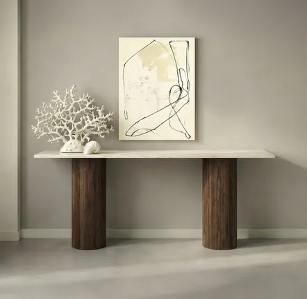 Tables de jardin - Table console - 160X40X85cm - Ombrure - Marbre Crema - STONE VALLEY