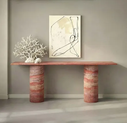 Tables for hotels - Console table -160X40X85 cm - Ombrure - Travertin Rouge - STONE VALLEY