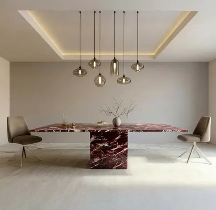 Lawn tables - Dining Tables -120X120X75 cm - Carrera - Marbre Rosso Levano - STONE VALLEY