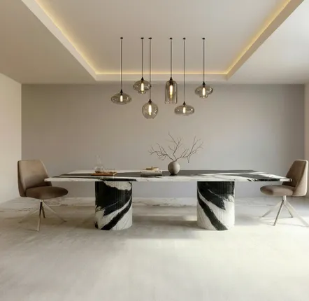 Tables de jardin - Tables à manger - 220X110X75 cm - Jaspura - Marbre Panda - STONE VALLEY