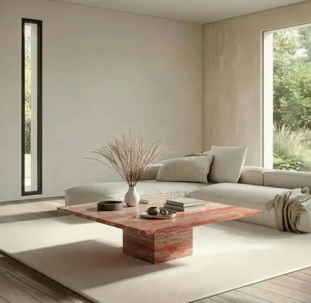 Tables pour hôtels - Tables basses - 90X90X40 cm - Carrera - Travertin Rouge - STONE VALLEY