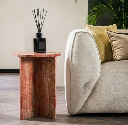 Tables pour hôtels - Autres tables - 45X45X55 cm - Ocel - Travertin Rouge - STONE VALLEY