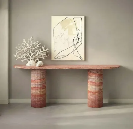 Tables for hotels - Console table -180X40X85 cm - Ombrure - Travertin Rouge - STONE VALLEY