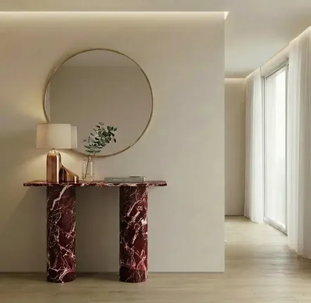 Tables de jardin - Table console - 100X30X85cm - Ombrure mini - Marbre Rosso Levano - STONE VALLEY