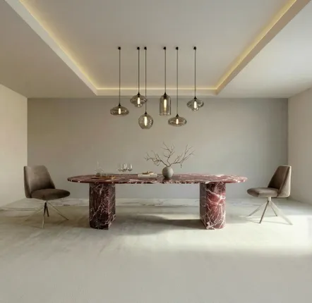 Lawn tables - Dining Tables -200X100X75 cm - Refleko - Marbre Rosso Levano - STONE VALLEY