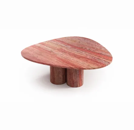 Tables de jardin - Tables basses - 100X100X40 cm - Rivage - Travertin Rouge - STONE VALLEY