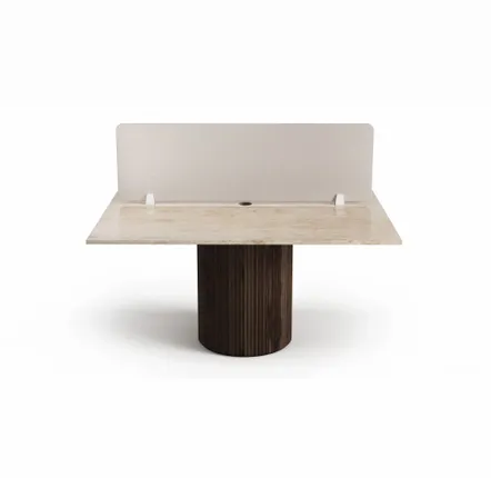 Mobilier et rangements pour bureau - BureauX - 140X140X75cm - Escalerion - Marbre Crema - STONE VALLEY