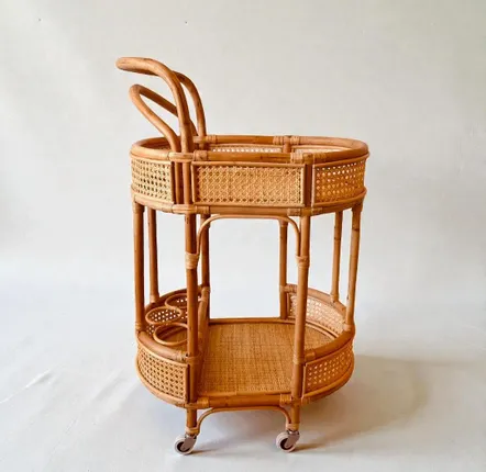 Restaurant trolleys - Shuttle Natural Rattan Bar Trolley - LO-FI HOUSE