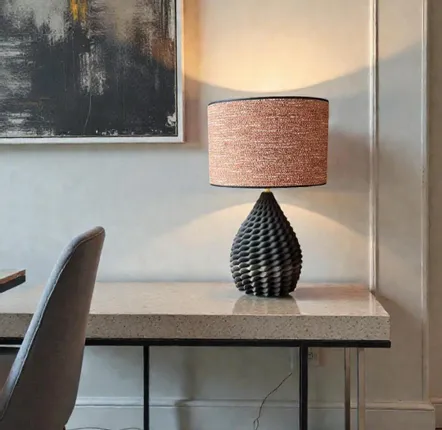 Ceramic - table lamp - Pillow lava - ceramic black sandstone and sand - ANNE-SOPHIE AIMÉ
