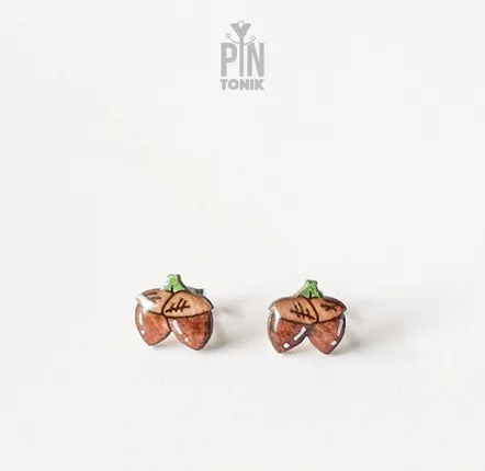 Bijoux - Petites boucles d'oreilles glands - Boucles d'oreilles automnales originales - Bijou d'automne à offrir pour la rentrée scolaire ou aux enseignants - PINTONIK