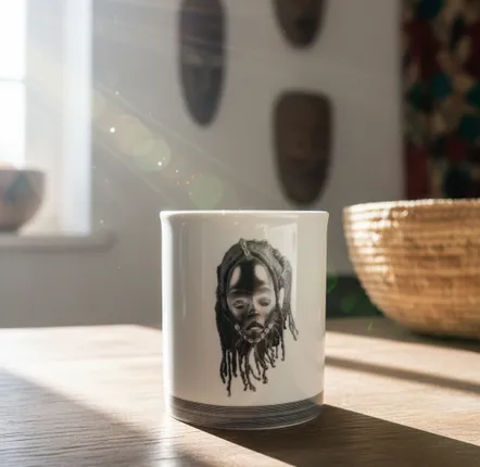 Gifts - Fine Porcelain Mug, Zakpai-Dan Masks, Black and White - KEMI HOME ART