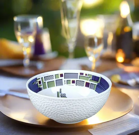 Cadeaux - Bol grenaillé en porcelaine, motif WAX Milliardaire - KEMI HOME ART