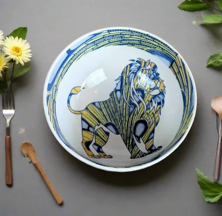 Cadeaux - Bol grenaillé en porcelaine, motif Lion Fée électricité - KEMI HOME ART
