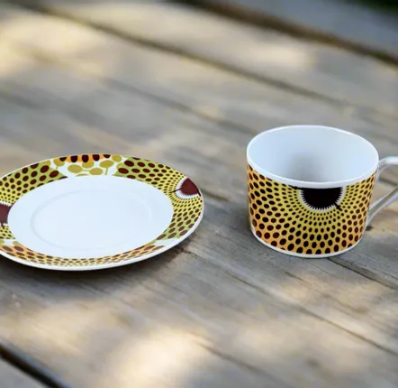 Cadeaux - Tasse à thé et soucoupe en porcelaine fine, motif Gammaphone - KEMI HOME ART