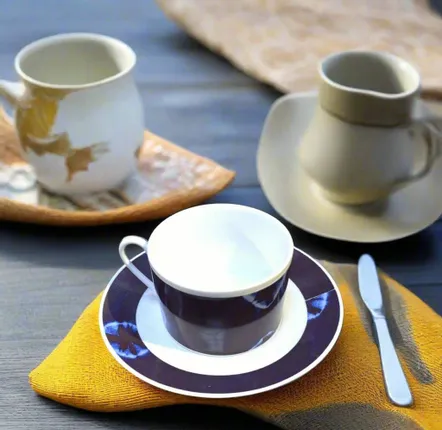 Cadeaux - Tasse à thé Indigo Bleu Personnalisable - Porcelaine Fine Française - KEMI HOME ART