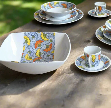 Gifts - Serving bowl in French porcelain, Wedding Flowers, African wax band, gift box - KEMI HOME ART