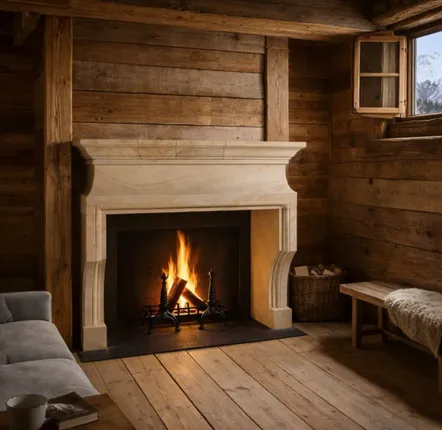 Fireplaces - Minimal Sculptural French Fireplace Design for Luxury Living - MAISON LEON VAN DEN BOGAERT