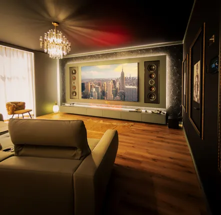 TV stands - High-end 30m² lounge - OPALE lounge - MYCINÉ