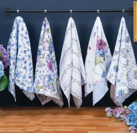 Textile and surface design - whispers of blue kitchen linen - KARENA INTERNATIONAL
