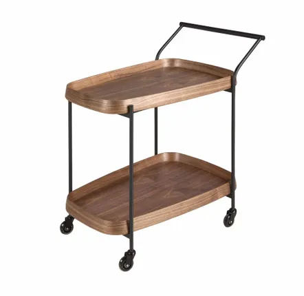 Chariots pour restaurants - Desserte minibar en noyer et acier noir. - ANGEL CERDÁ