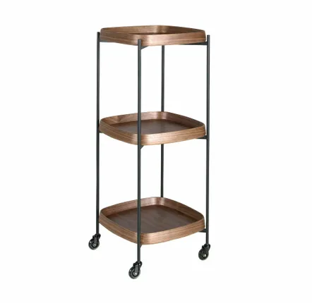 Chariots pour restaurants - Desserte minibar en noyer et acier noir. - ANGEL CERDÁ