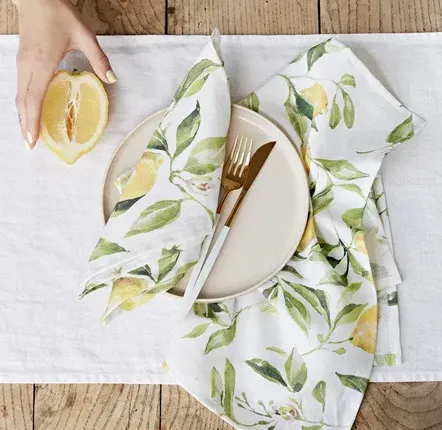 Serviettes - Lot de 2 serviettes en lin imprimées Jardin d’agrumes - MAGICLINEN